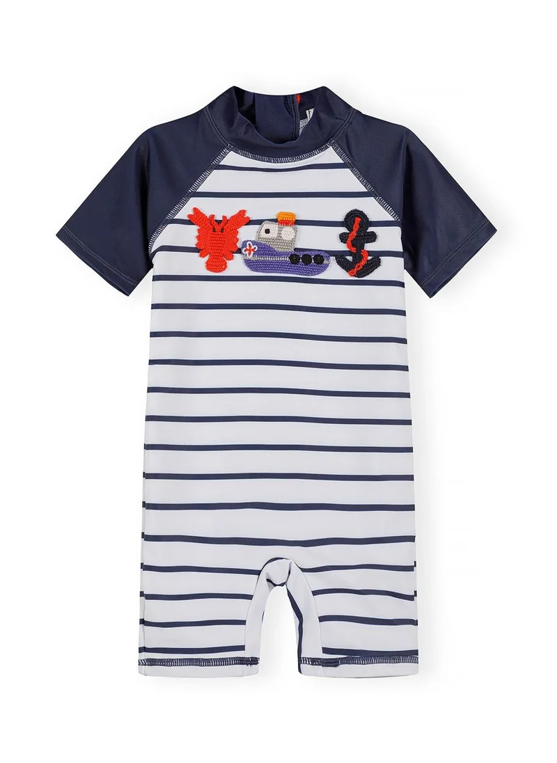 مينوتي Boys marine striped rash suit short sleeve blue
